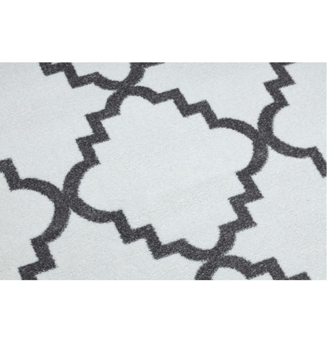 Koberec SKETCH kruh - F343 krém / šedý koniczyna marokánský trellis