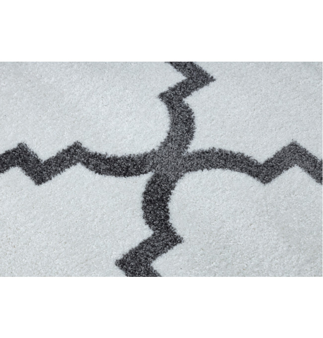 Koberec SKETCH kruh - F343 krém / šedý koniczyna marokánský trellis