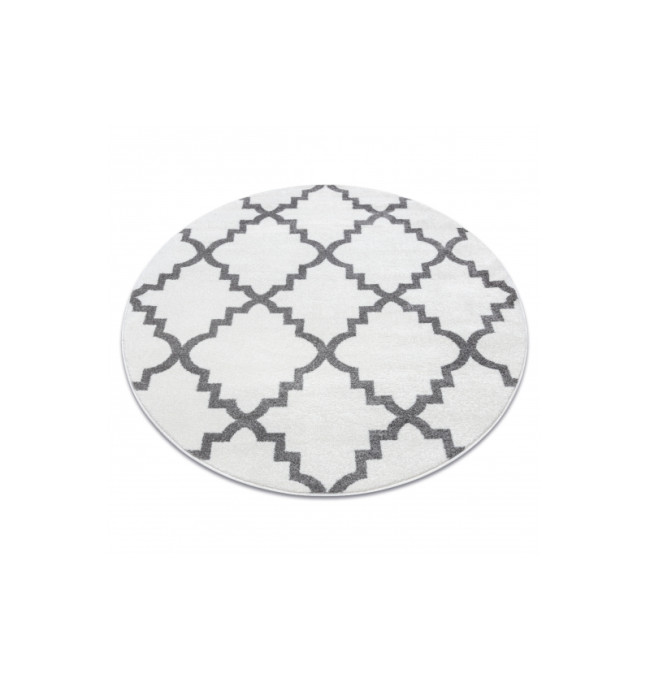 Koberec SKETCH kruh - F343 krém / šedý koniczyna marokánský trellis