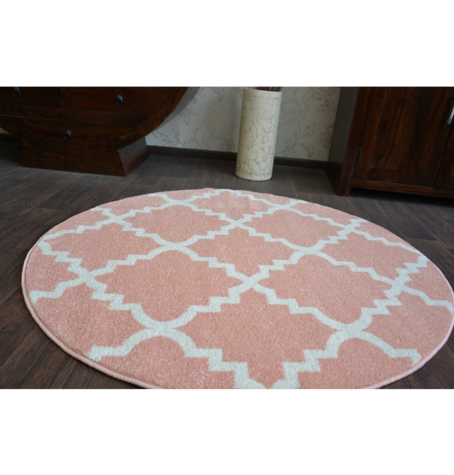 Koberec SKETCH kruh F343 Růžovo / Krémový