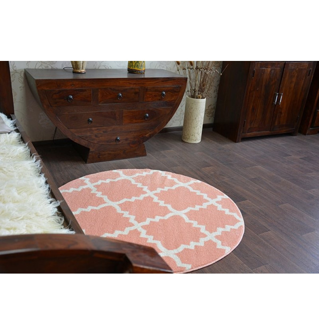 Koberec SKETCH kruh F343 Růžovo / Krémový