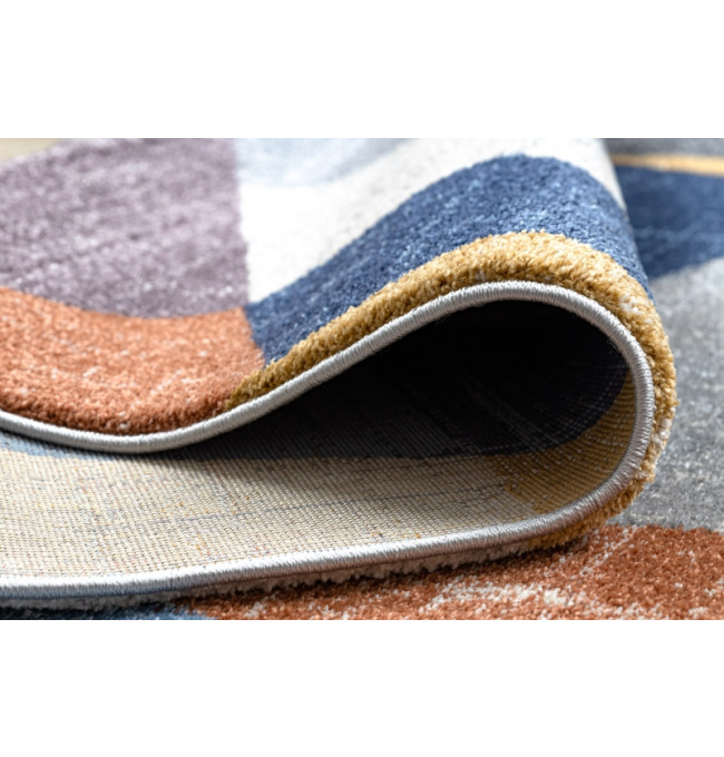 Koberec  SOFT 6162 geometric šedý/nebeský/měděný