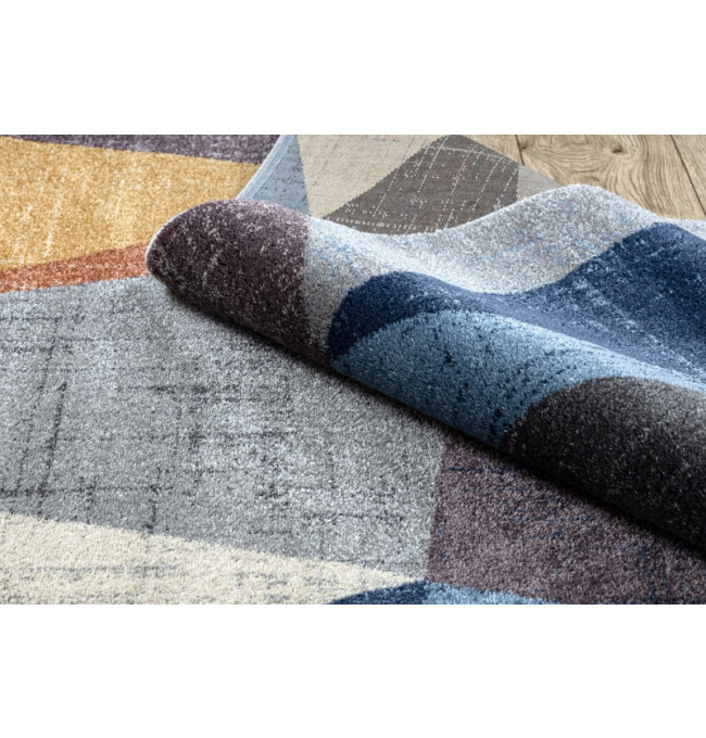 Koberec  SOFT 6162 geometric šedý/nebeský/měděný