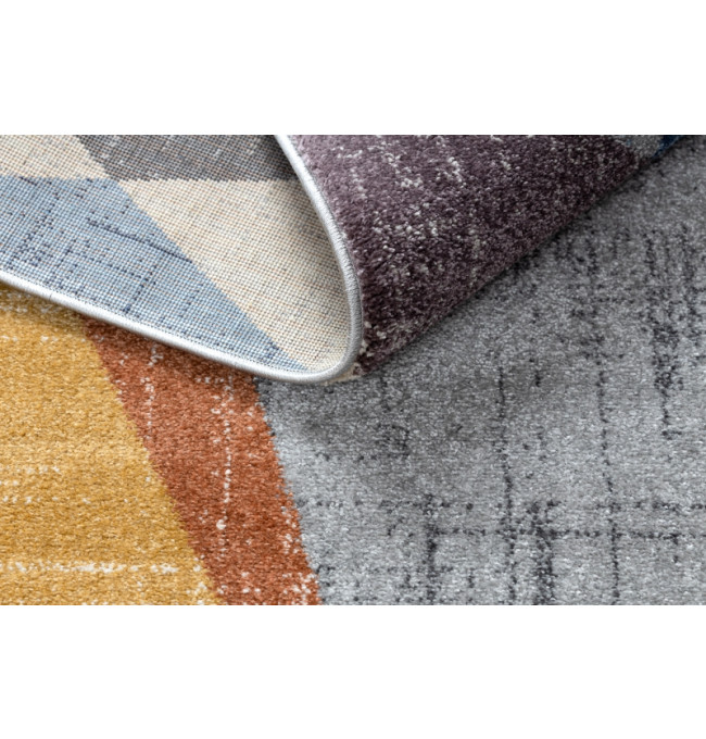 Koberec  SOFT 6162 geometric šedý/nebeský/měděný
