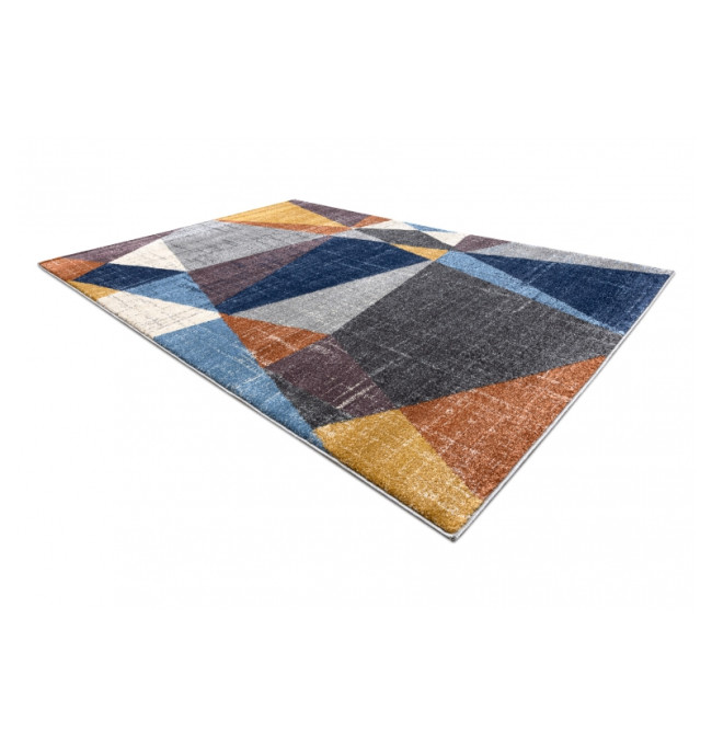 Koberec  SOFT 6162 geometric šedý/nebeský/měděný