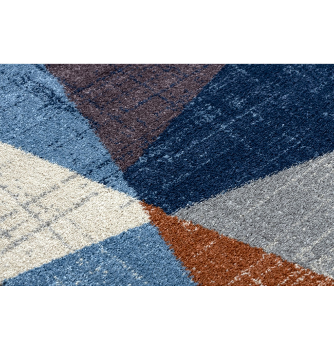 Koberec  SOFT 6162 geometric šedý/nebeský/měděný