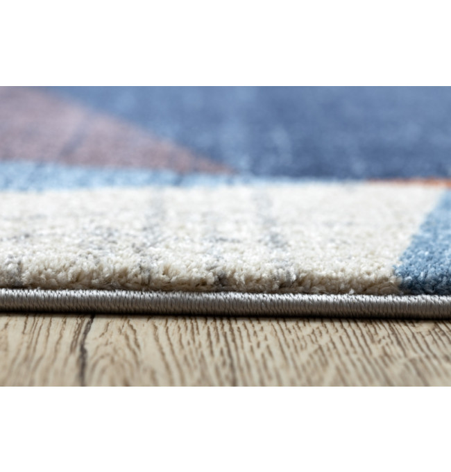 Koberec  SOFT 6162 geometric šedý/nebeský/měděný