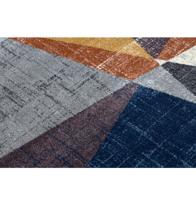 Koberec  SOFT 6162 geometric šedý/nebeský/měděný