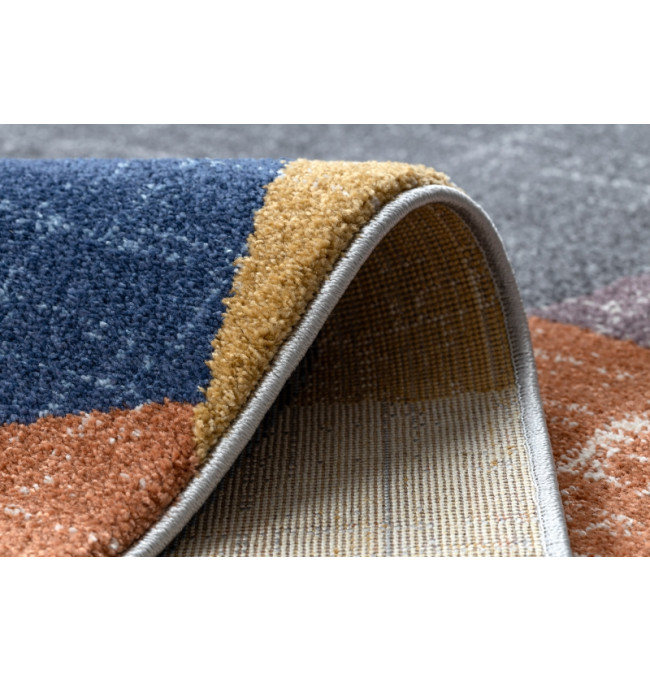 Koberec  SOFT 6162 geometric šedý/nebeský/měděný