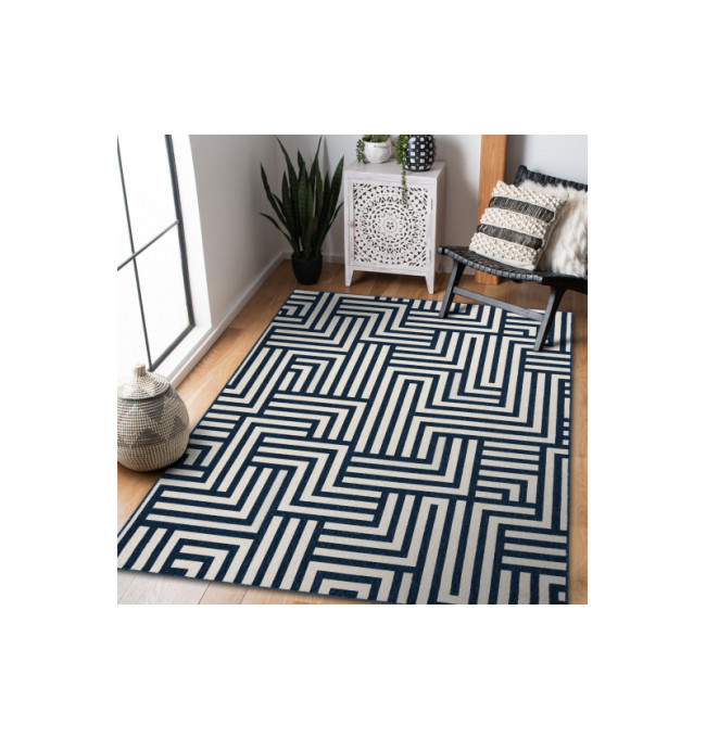 Koberec SPRING 20421994 labyrint - krémový / modrý