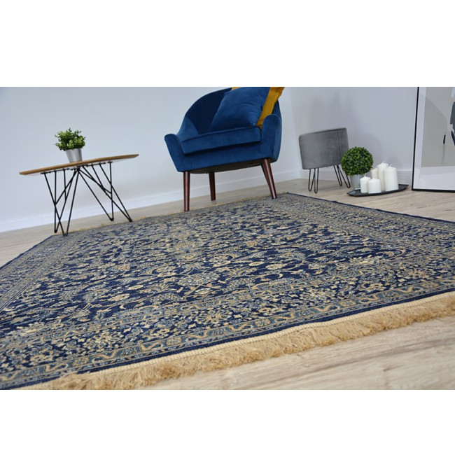 Koberec WINDSOR 22935 ŽAKARD tmavomodrý - Kvety