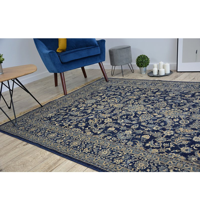Koberec WINDSOR 22935 ŽAKARD tmavomodrý - Kvety