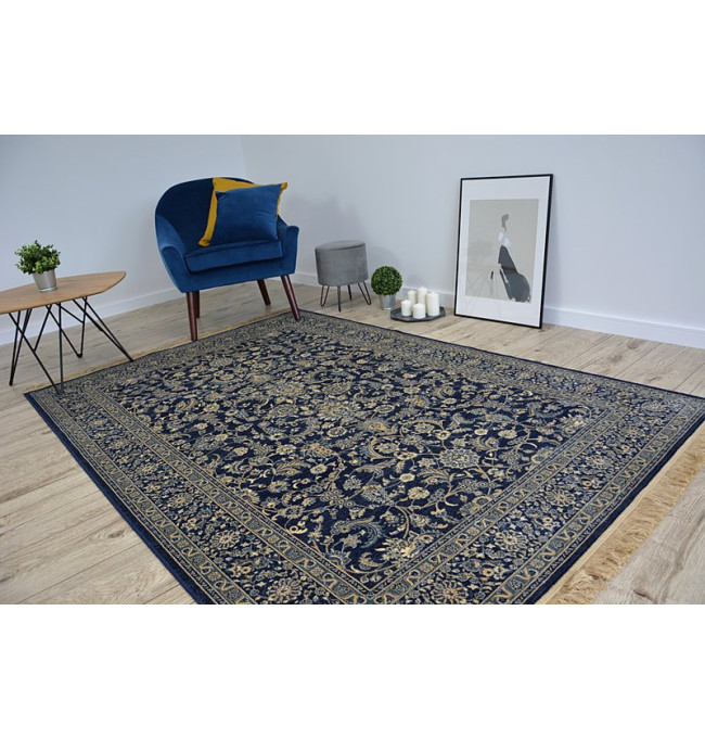 Koberec WINDSOR 22935 ŽAKARD tmavomodrý - Kvety