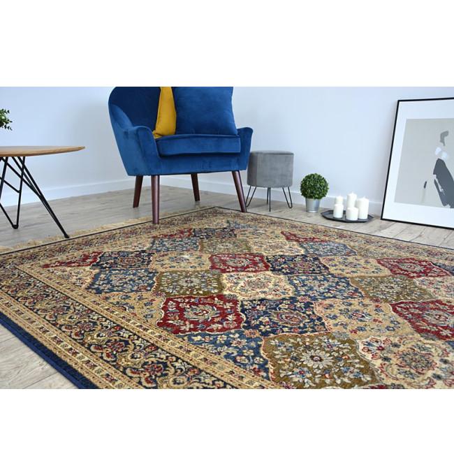 Koberec WINDSOR 22937 ROZETY FREDZLE tradiční tmavomodrý