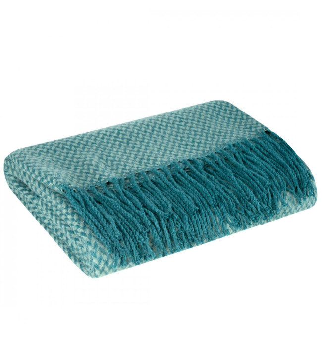Deka AKRYL s třásněmi, mátová / tyrkysová