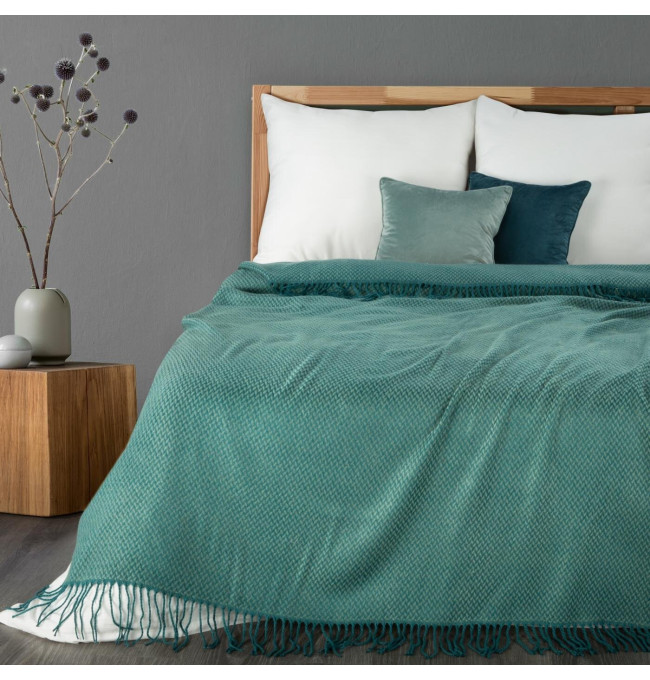 Deka AKRYL s třásněmi, mátová / tyrkysová