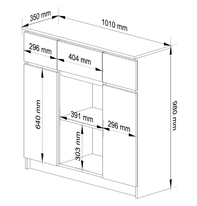 Komoda K100 2D 3SZ 2P šedá