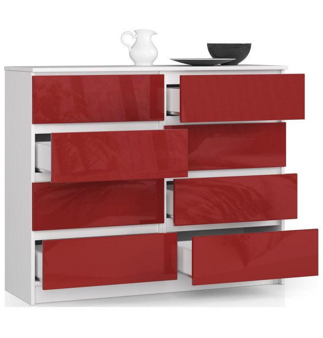 Komoda K120 8SZ CLP červená, lesk