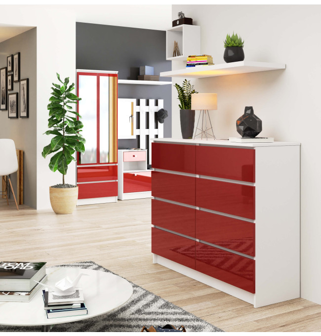 Komoda K120 8SZ CLP červená, lesk