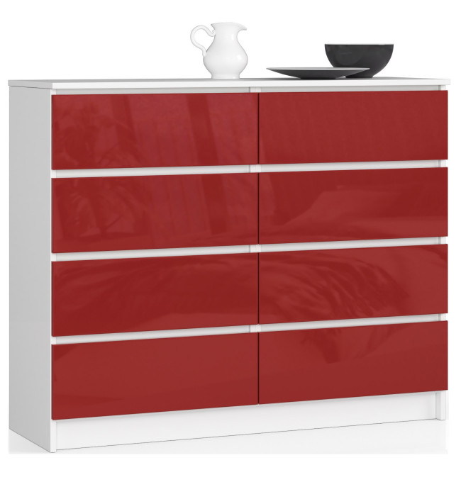 Komoda K120 8SZ CLP červená, lesk