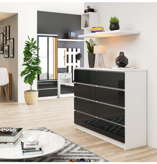 Komoda K120 8SZ CLP grafitová, lesk