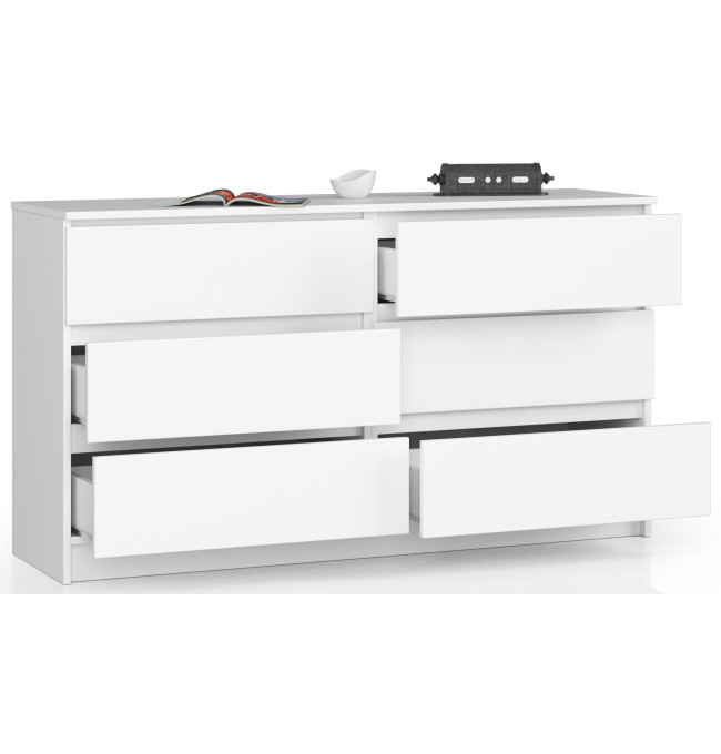 Komoda K140 6SZ CLP bílá