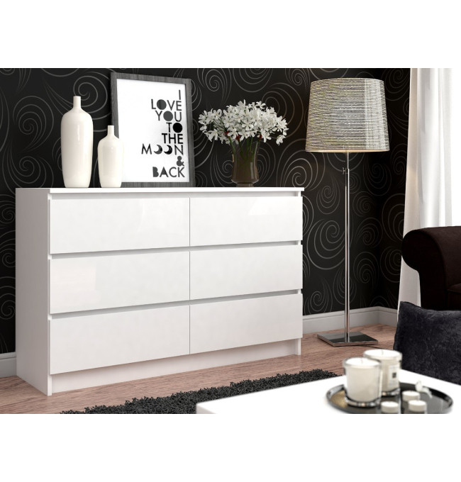 Komoda K140 6SZ CLP bílá