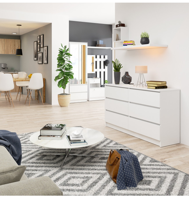 Komoda K140 6SZ CLP bílá