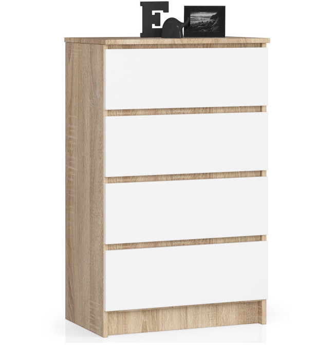 Komoda K60 4SZ sonoma/bílá