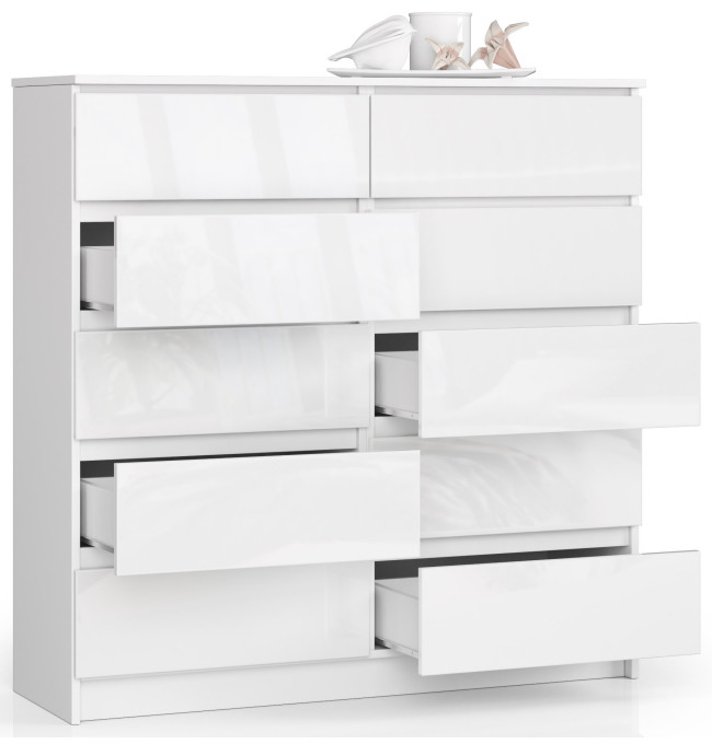 Komoda K120 10SZ CLP bílá, lesk