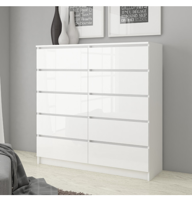 Komoda K120 10SZ CLP bílá, lesk