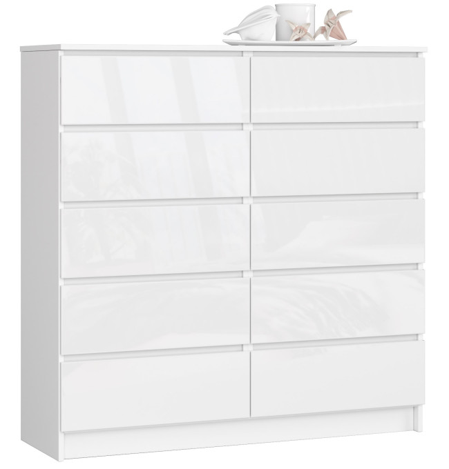 Komoda K120 10SZ CLP bílá, lesk