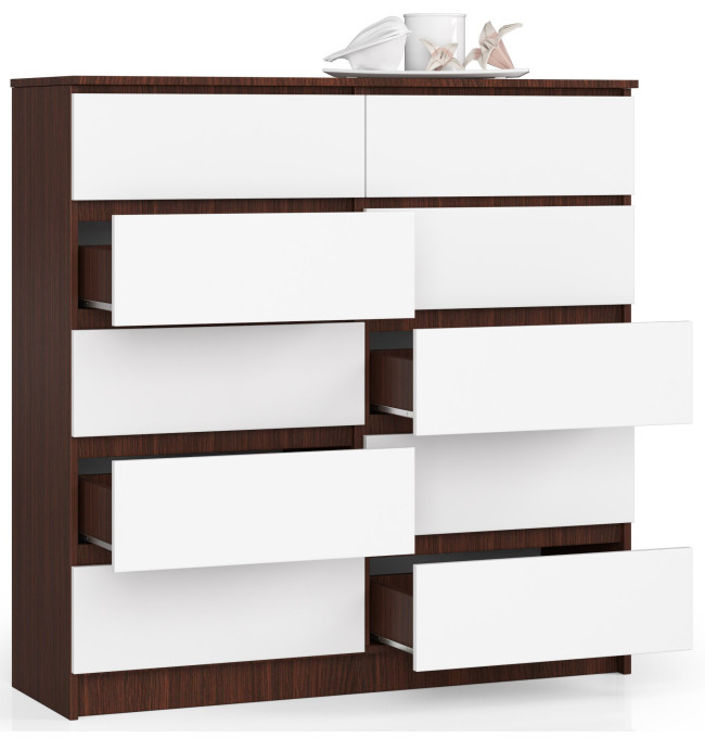 Komoda K120 10SZ CLP wenge/bílá