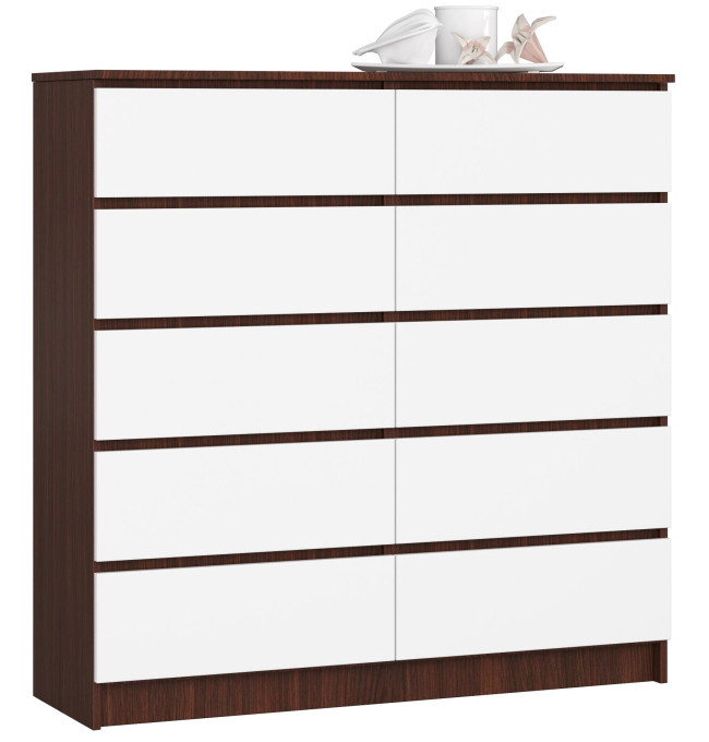 Komoda K120 10SZ CLP wenge/bílá