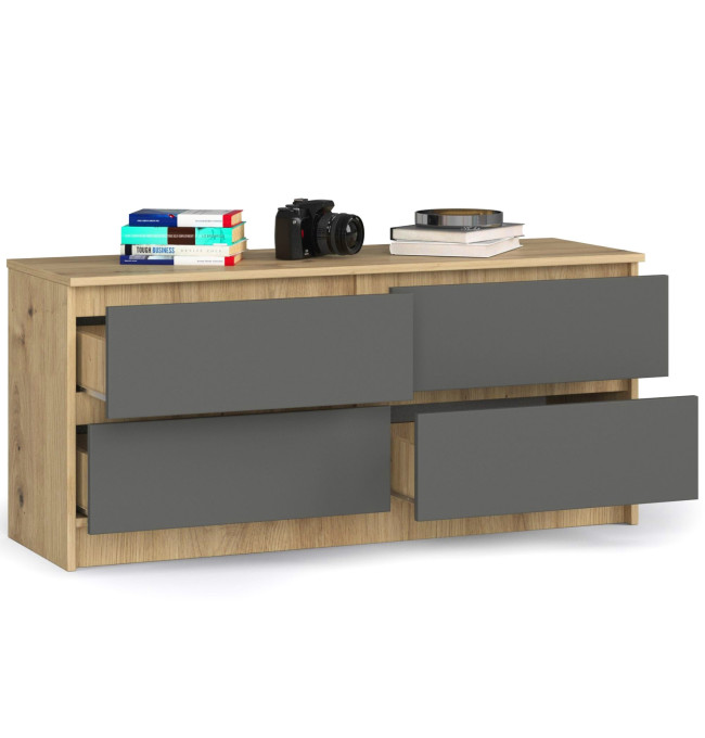 Komoda K120 4SZ CLP dub artisan / šedá