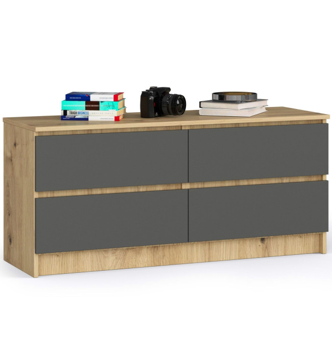 Komoda K120 4SZ CLP dub artisan / šedá