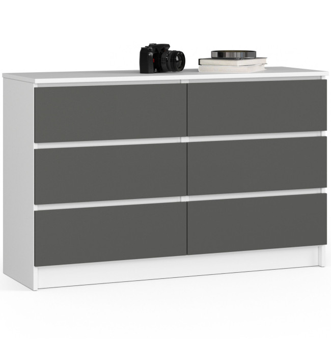 Komoda K120 6SZ CLP bílá / šedá