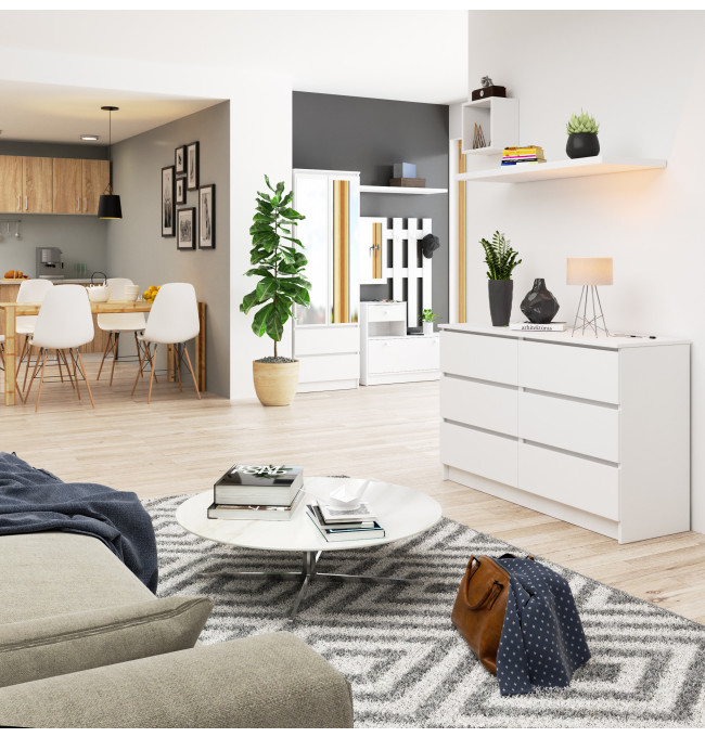 Komoda K120 6SZ CLP bílá