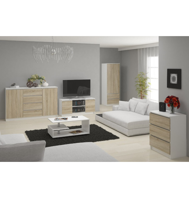 Komoda K120 6SZ CLP bílá/sonoma