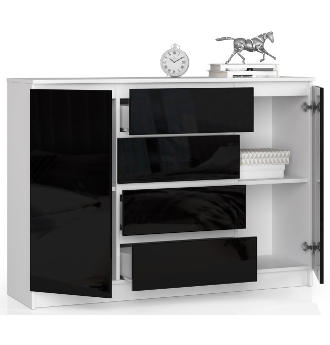 Komoda K140 2D 4SZ CLP černá, lesk