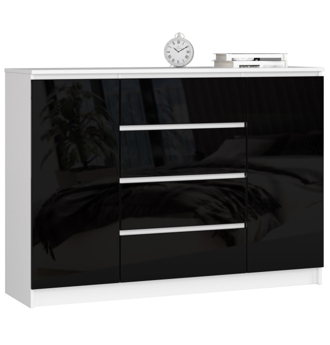 Komoda K140 2D 4SZ CLP černá, lesk