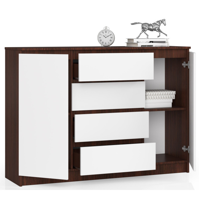 Komoda K140 2D 4SZ CLP wenge/bílá