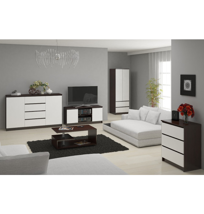 Komoda K140 2D 4SZ CLP wenge/bílá