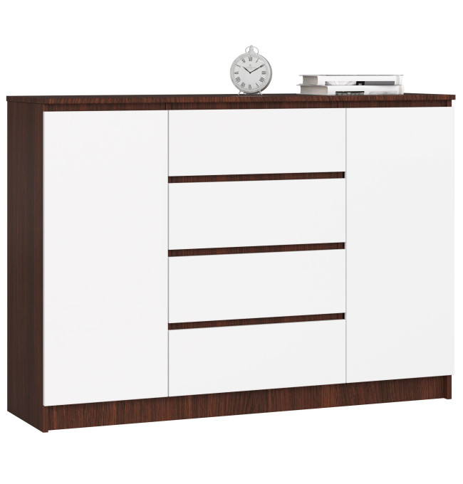 Komoda K140 2D 4SZ CLP wenge/bílá