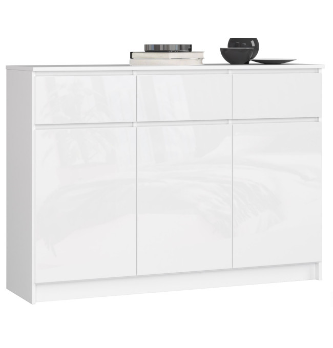 Komoda K140 3D 3SZ CLP bílá, lesk