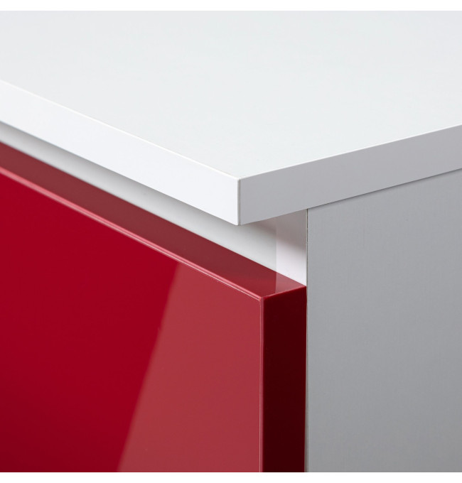 Komoda K140 3D 3SZ CLP červená, lesk