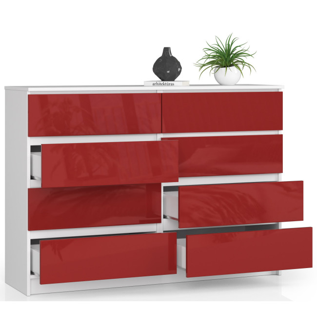 Komoda K140 8SZ CLP červená, lesk