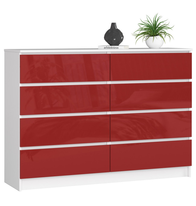 Komoda K140 8SZ CLP červená, lesk