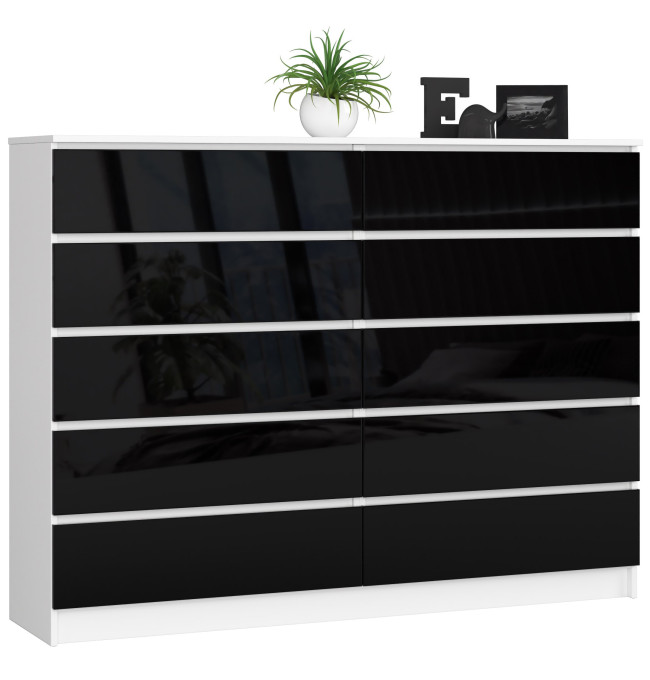 Komoda K160 10SZ CLP černá, lesk