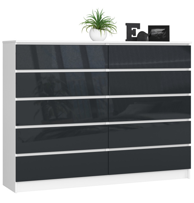 Komoda K160 10SZ CLP grafitová, lesk